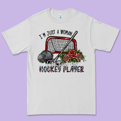 I'm Just A Woman Who Loves Her Hockey Player Premium Tee Designed By Sublimationcraftshop