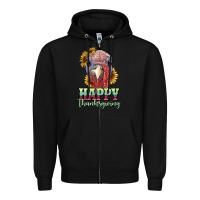 Black happy thanksgiving turkey Zipper Hoodie - RanaPortraitStore