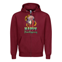 Burgundy happy thanksgiving turkey Zipper Hoodie - RanaPortraitStore