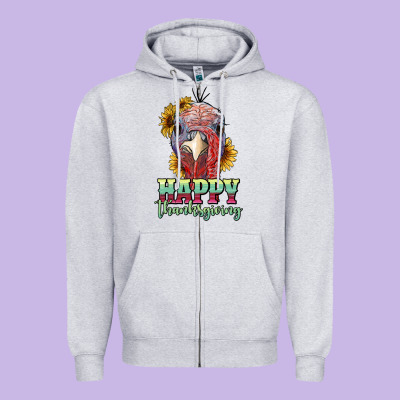 Happy Thanksgiving Turkey Zipper Hoodie Designed By Ranaportraitstore