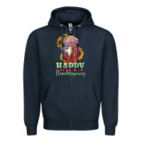 Navy happy thanksgiving turkey Zipper Hoodie - RanaPortraitStore