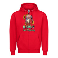 Red happy thanksgiving turkey Zipper Hoodie - RanaPortraitStore