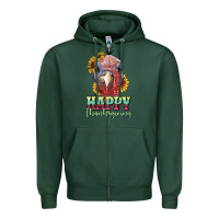 Sports Green happy thanksgiving turkey Zipper Hoodie - RanaPortraitStore