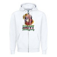 White happy thanksgiving turkey Zipper Hoodie - RanaPortraitStore