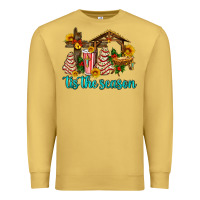Antique Gold tis the seasin with christmas cake abd jesus Premium Sweatshirt - AdoDesignShop