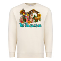 Sandshell tis the seasin with christmas cake abd jesus Premium Sweatshirt - AdoDesignShop
