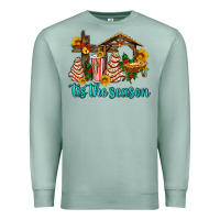 Seafoam tis the seasin with christmas cake abd jesus Premium Sweatshirt - AdoDesignShop