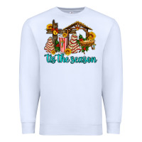 White tis the seasin with christmas cake abd jesus Premium Sweatshirt - AdoDesignShop