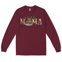 Burgundy mama with bear and daisy Long Sleeve Tee - RanaPortraitStore