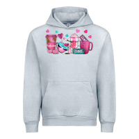 Heather Grey lash hustler with eyelashes coffee cups Urban Hoodie - NancyCooperArtShop