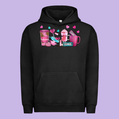 Lash Hustler With Eyelashes Coffee Cups Urban Hoodie Designed By Nancycooperartshop