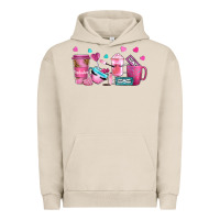 Pigment French Oak lash hustler with eyelashes coffee cups Urban Hoodie - NancyCooperArtShop