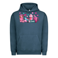 Pigment Midnight Navy lash hustler with eyelashes coffee cups Urban Hoodie - NancyCooperArtShop