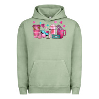 Pigment Oil Green lash hustler with eyelashes coffee cups Urban Hoodie - NancyCooperArtShop