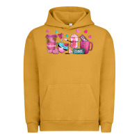 Pigment Peanut Butter lash hustler with eyelashes coffee cups Urban Hoodie - NancyCooperArtShop