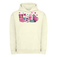Pigment Pistachio lash hustler with eyelashes coffee cups Urban Hoodie - NancyCooperArtShop