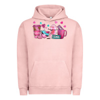 Pigment Salmon lash hustler with eyelashes coffee cups Urban Hoodie - NancyCooperArtShop