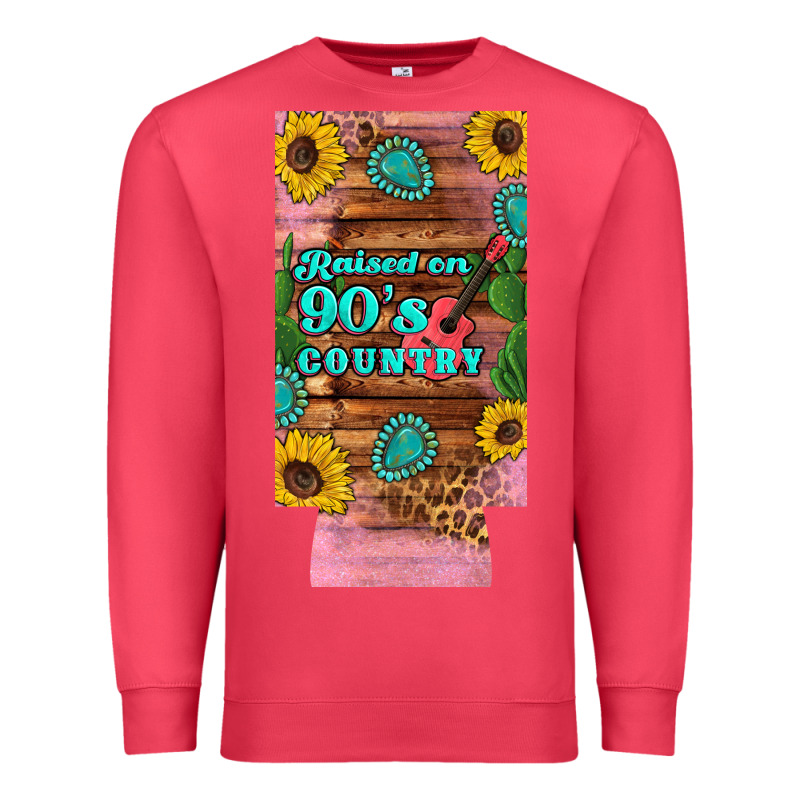 Raised 90's Country Guitar Cactus Sunflower's 12 Oz Can Cooler  (slim) Premium Sweatshirt by Artiststas | Teevron