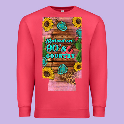 Raised 90's Country Guitar Cactus Sunflower's 12 Oz Can Cooler  (slim) Premium Sweatshirt Designed By Artiststas