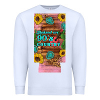 White raised 90's country guitar cactus sunflower's 12 oz can cooler  (slim) Premium Sweatshirt - Artiststas