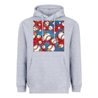 Heather Grey baseball paisley and jean pattern, baseball seamless pattern Heavyweight Hoodie - JahusDesignShop