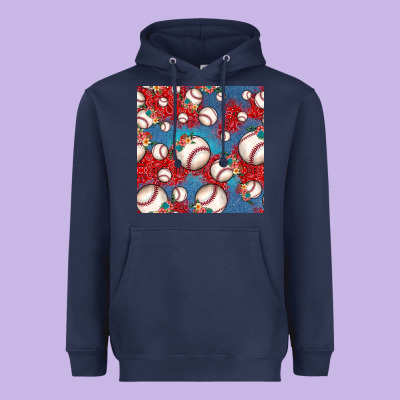 Baseball Paisley And Jean Pattern, Baseball Seamless Pattern Heavyweight Hoodie Designed By Jahusdesignshop