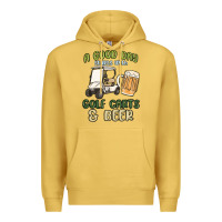 Antique Gold a god day starts with golf carts and beer Premium Hoodie - MaliasSmallBusiness
