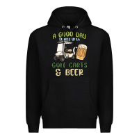 Black a god day starts with golf carts and beer Premium Hoodie - MaliasSmallBusiness