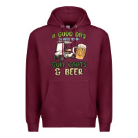 Burgundy a god day starts with golf carts and beer Premium Hoodie - MaliasSmallBusiness
