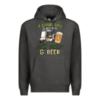 Charcoal Heather a god day starts with golf carts and beer Premium Hoodie - MaliasSmallBusiness