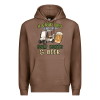 Chestnut a god day starts with golf carts and beer Premium Hoodie - MaliasSmallBusiness
