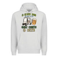 Dove Grey a god day starts with golf carts and beer Premium Hoodie - MaliasSmallBusiness