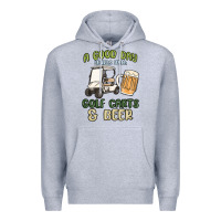 Heather Grey a god day starts with golf carts and beer Premium Hoodie - MaliasSmallBusiness