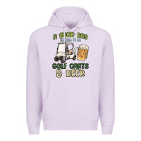 Lilac a god day starts with golf carts and beer Premium Hoodie - MaliasSmallBusiness