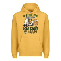 Mustard a god day starts with golf carts and beer Premium Hoodie - MaliasSmallBusiness