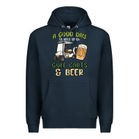 Navy a god day starts with golf carts and beer Premium Hoodie - MaliasSmallBusiness