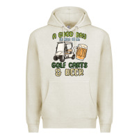 Oatmeal Heather a god day starts with golf carts and beer Premium Hoodie - MaliasSmallBusiness