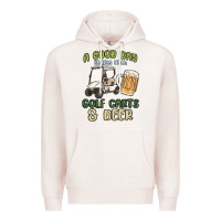 Pale Pink a god day starts with golf carts and beer Premium Hoodie - MaliasSmallBusiness