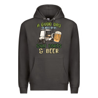 Smoke a god day starts with golf carts and beer Premium Hoodie - MaliasSmallBusiness