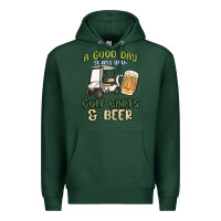 Sports Green a god day starts with golf carts and beer Premium Hoodie - MaliasSmallBusiness