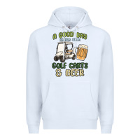 White a god day starts with golf carts and beer Premium Hoodie - MaliasSmallBusiness