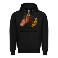 Black just a girl who loves horses Zipper Hoodie - RanaPortraitStore