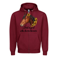 Burgundy just a girl who loves horses Zipper Hoodie - RanaPortraitStore