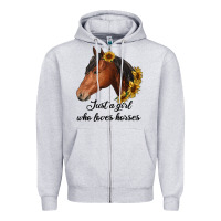 Heather Grey just a girl who loves horses Zipper Hoodie - RanaPortraitStore