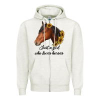 Oatmeal Heather just a girl who loves horses Zipper Hoodie - RanaPortraitStore