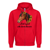Red just a girl who loves horses Zipper Hoodie - RanaPortraitStore