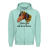 Seafoam just a girl who loves horses Zipper Hoodie - RanaPortraitStore