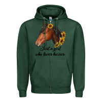 Sports Green just a girl who loves horses Zipper Hoodie - RanaPortraitStore