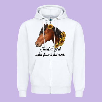 Just A Girl Who Loves Horses Zipper Hoodie Designed By Ranaportraitstore