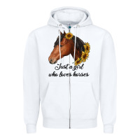 White just a girl who loves horses Zipper Hoodie - RanaPortraitStore